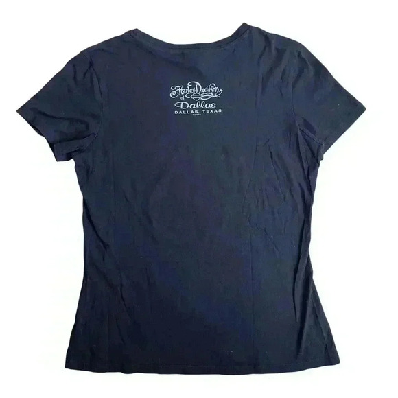Harley Davidson Dallas TX Women's Biker Black Skull Sparkle Short Sleeve Shirt M - Picture 2 of 8